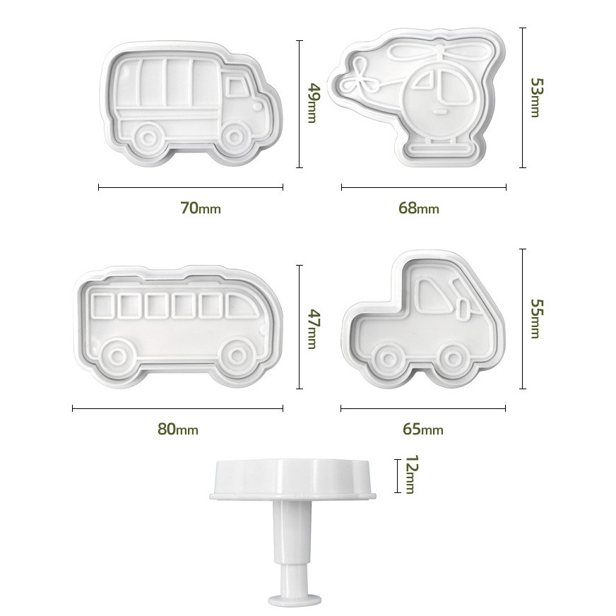 4 Chiếc Vận Chuyển Series Bánh Quy Lò Xo Khuôn Xe Cắt Cookie