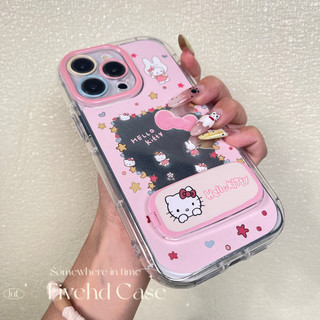 Ins Phim Hoạt Hình Hàn Quốc Ngôi Sao Dễ Thương Kitty Màu Hồng Trang Điểm Gương Vỏ + Giá Đỡ Cho iPhone 11 16 15 14 13 12 Pro Xs Max XR X 6s 7 8 6 Plus SE Vỏ Điện Thoại TPU Mềm Vỏ Bảo Vệ Mặt Sau