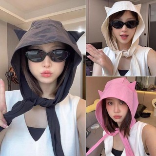Mũ ma quỷ nhỏ JOYFULLIFE, Mũ chui đầu buộc dây màu trơn, Khăn choàng phong cách chui đầu dễ thương Hình dạng khăn trùm đầu khô nhanh cho bé gái