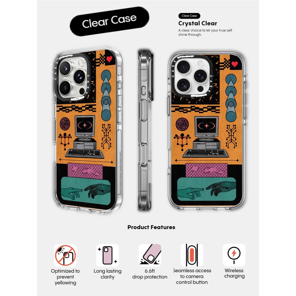 CASECASE X Các Khoáng Chất Khác Tác Động Trong Suốt Hút Từ Tính Cho iPhone 16 / 15 / 14 / 13 Pro Max | Mặt sau Acrylic bảo vệ quân sự với bao bì cao cấp