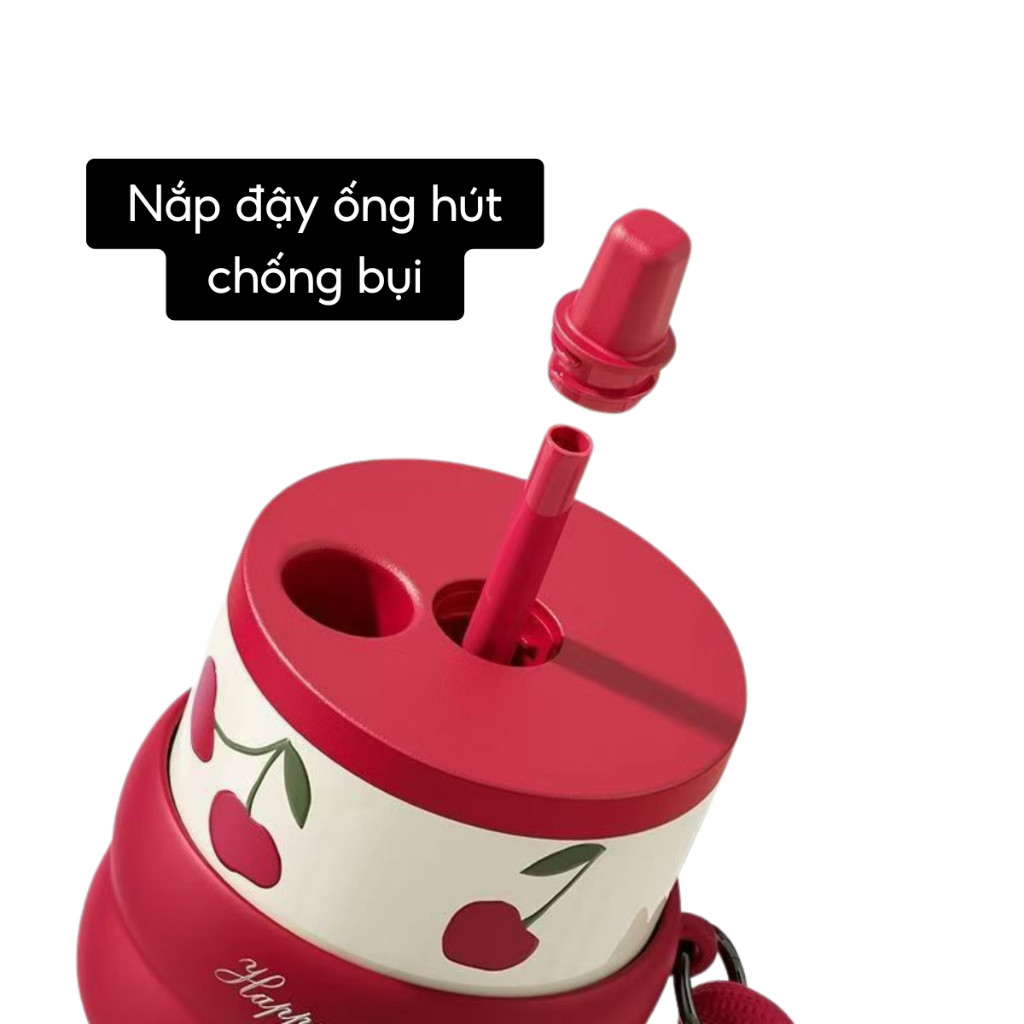 Ly giữ nhiệt Fun+ 750ml_Candy, inox 316, giữ nhiệt 8-12H, có ống hút và dây cầm tiện lợi
