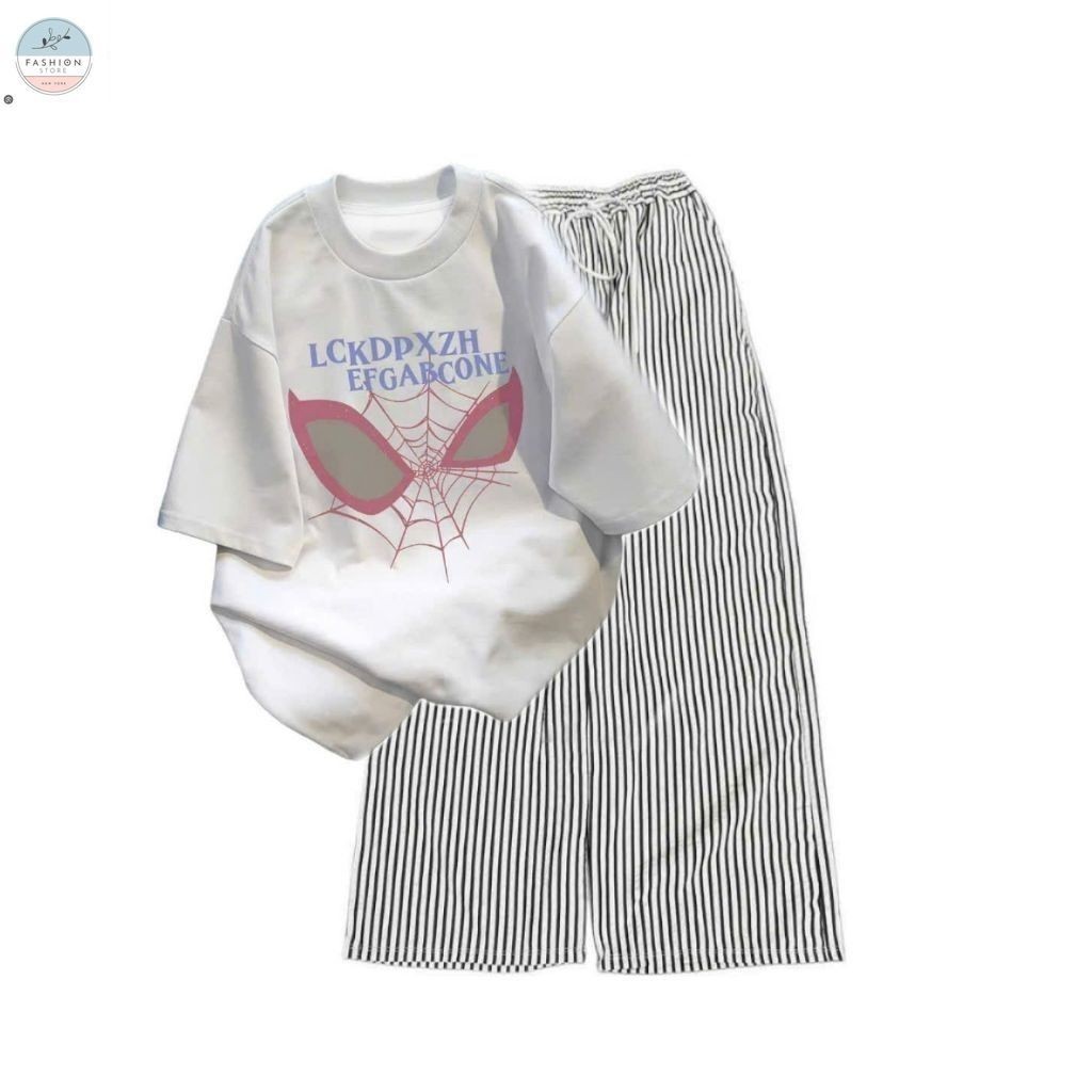 Sét Bộ Nữ Quần Thể Thao Ống Rộng Đũi Xốp + Mix Áo Phông Form Rộng -QUẦN ÁO 94