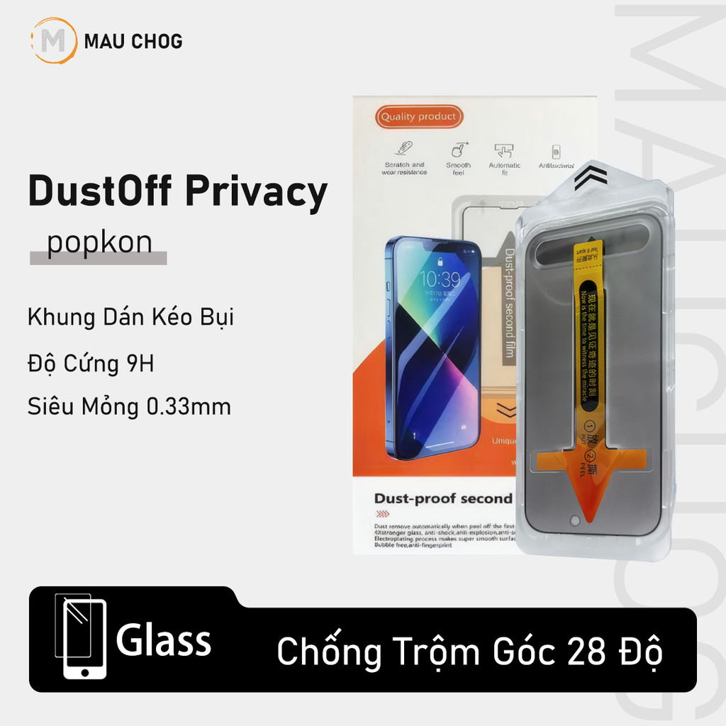 Kính Cường Lực Chống Nhìn Trộm Có Khung Dán Lấy Bụi Cho Điện Thoại iPhone 17 Pro Max 16 15 14 13 12