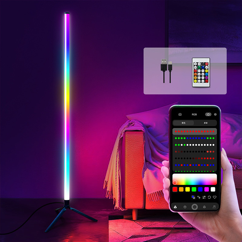 Đèn sàn ba chân có điều khiển từ xa, đèn đứng có đèn Led Rgb, thích hợp cho phòng chơi game, phòng ngủ, phòng khách Đèn ngủ không khí trang trí phòng khách