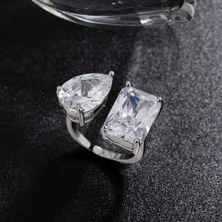 Châu Âu Mỹ INS Sản Phẩm Mới Đơn Giản Giọt Nước Vuông Zircon Nhẫn Nữ
