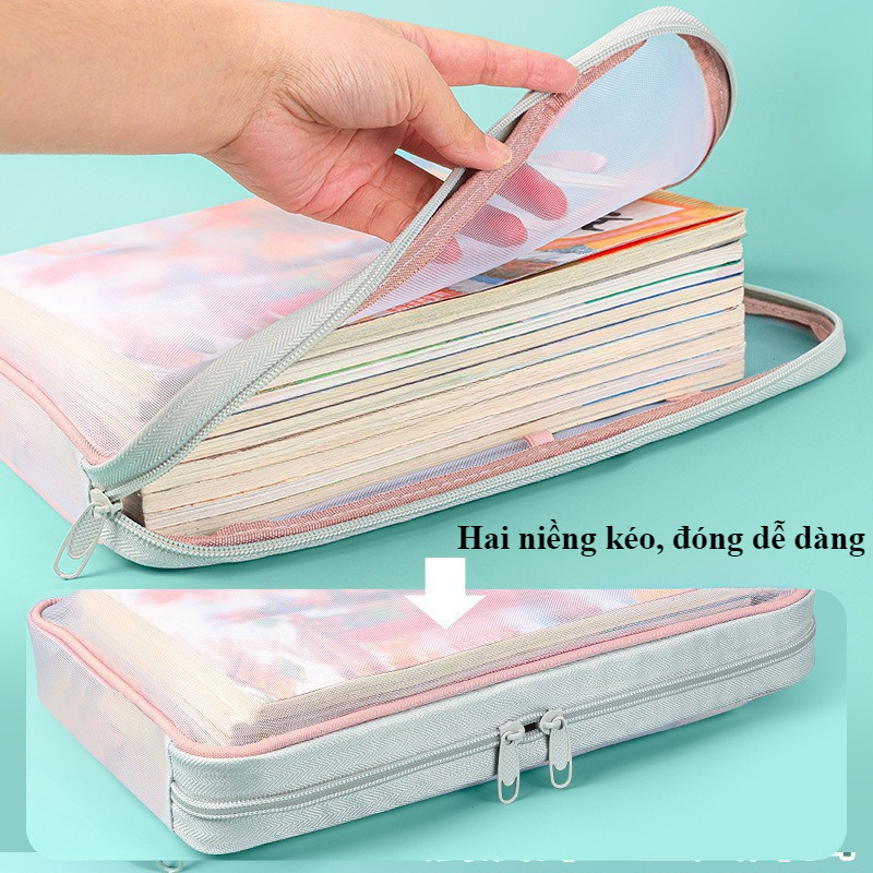 Túi Lưới Trong Suốt, Túi Dây Kéo Lưới, khóa kéo mở tiện lợi, có tay cầm dễ dàng mang đi, Đồ Dùng Văn Phòng Trường Học