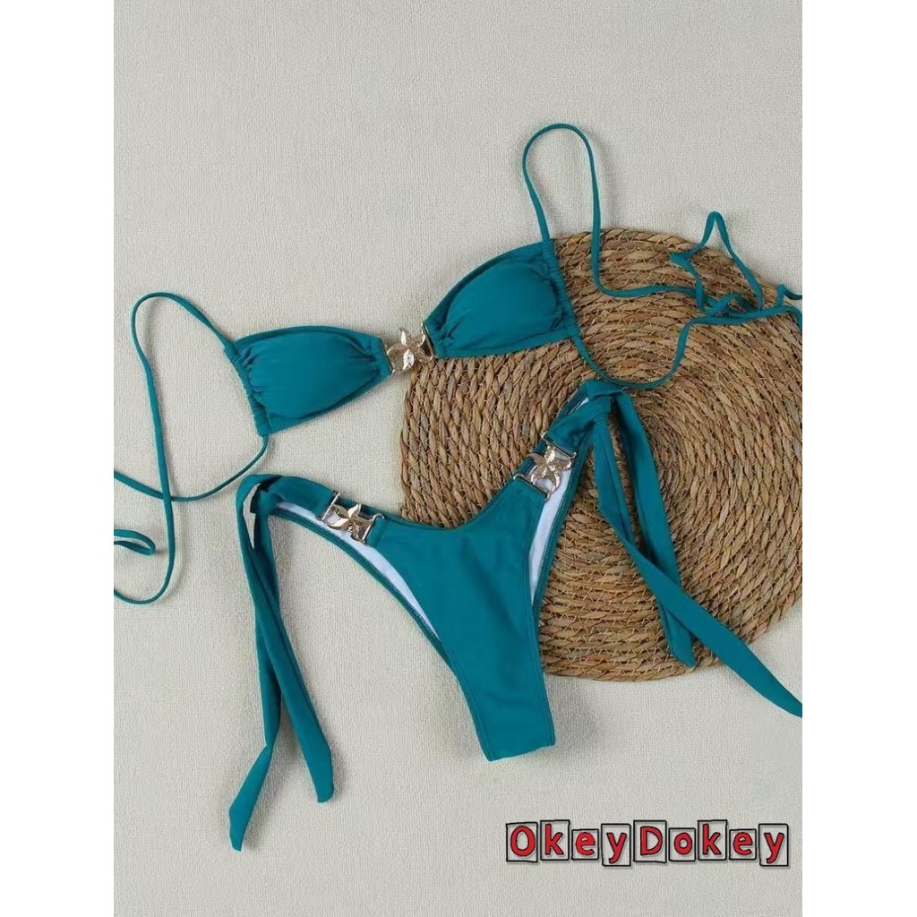 OKDK-Bộ Bikini 2 chiếc Áo ngực có đệm buộc dây có quần lót