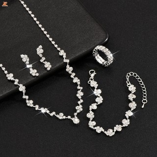 Kim Cương Giả Dây Chuyền Bông Tai Vòng Tay Nhẫn Bộ Lấp Lánh Đồ Trang Trí Quà Tặng Ngày Của Mẹ
