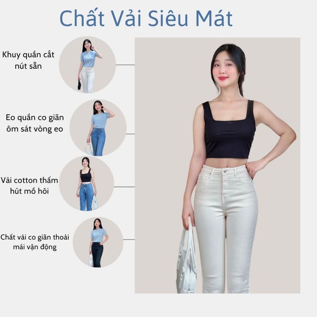 Quần jeans nữ baggy TTTHAO cao cấp kiểu dáng quần jeans denim slimfit VNXK J9