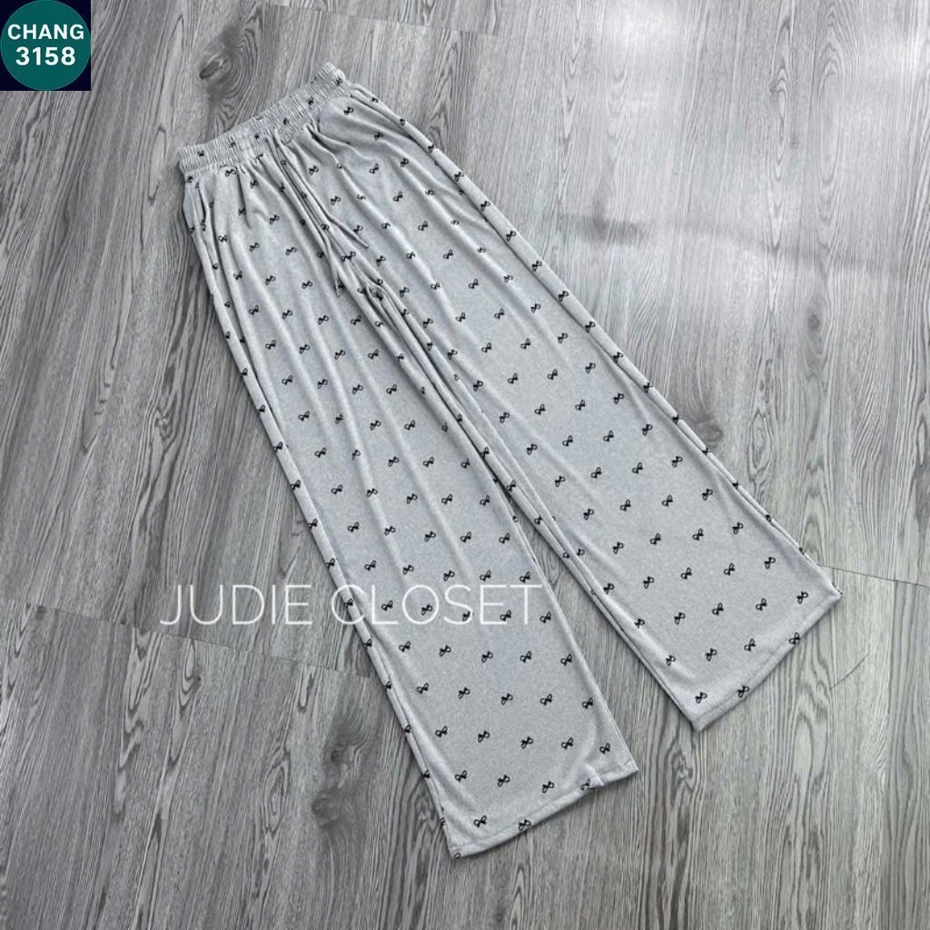Quần Suông In Họa Tiết, Quần dài ống rộng cạp chun chất cotton mềm rủ mát lạnh-CHANG3158