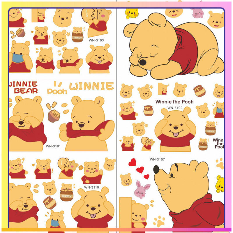 Nhãn dán Winnie The Pooh dễ thương, nhãn dán xe hơi, nhãn dán tường, nhãn dán chống nước, nhãn dán xe máy, nhãn dán tủ lạnh 98Q5