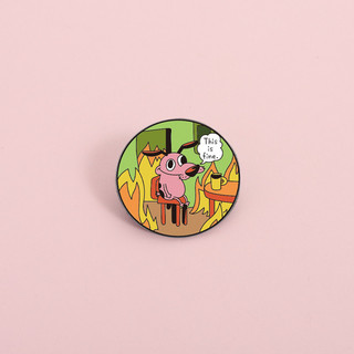 Hoạt Hình COURAGE The Cowardly Dog Men Trâm Pin Kim Loáng Ba Lô Phụ Kiện Quà Tặng Cho Bạn Bè