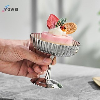 Cốc kem bằng thép không gỉ YOWEI, Bát tráng miệng Pudding, Cốc tráng miệng đế cao, Đĩa phục vụ Salad trái cây, Đĩa ăn nhẹ, Bộ đồ ăn, Thích hợp cho nhà bếp, KTV, Ba