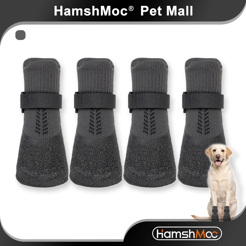 HamshMoc Giày bảo hộ thú cưng Giày bảo hộ chó mèo mềm mại thoáng khí chống trượt có thể điều chỉnh với cao su tự nhiên nhiều kích thước