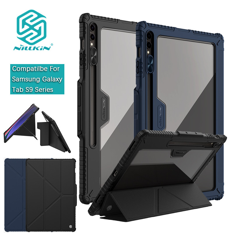 Nillkin Dành Cho Samsung Galaxy Tab 10 Ultra / S10 FE / S9 FE + / S9 + / S9 Plus Ốp Lưng Đa Góc Gấp Da PU Vỏ Thông Minh Bảo Vệ Camera Vỏ Ống Kính Có Giá Đỡ Bút Chì