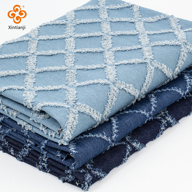 Dày Xanh Hình Thoi Rửa Vải Denim Mềm Mại DIY Túi Thiết Kế Vải Handmade DIY Quần Áo 50x150cm