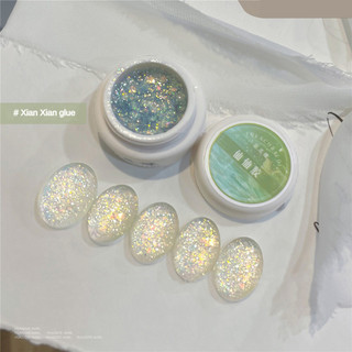 XEIJAYI Gel móng tay chất liệu sequin opal Xian Xian, sequin lấp lánh mịn, keo phototherapy đóng hộp cho nghệ thuật làm móng cho tiệm làm móng