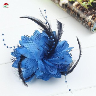 Phụ Nữ Tóc Lưới Hoa Lông Vũ Hạt Corsage Trâm Cài Cô Dâu Barrettes