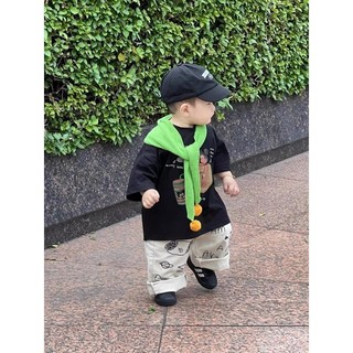 Áo thun ngắn tay đen cotton mùa hè cho bé trai, phong cách Hàn Quốc, in hình Mickey hoạt hình, áo nửa tay cho trẻ em nhỏ và vừa