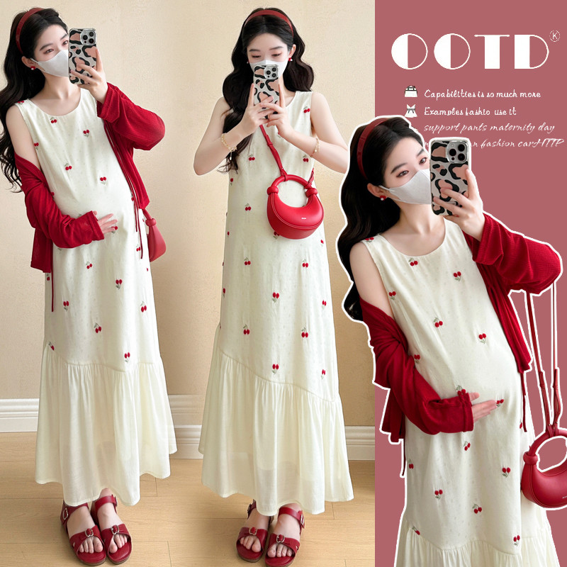 Bộ đồ bà bầu Đầm Vest khâu thời trang mùa hè + Bộ đồ hai mảnh chống nắng