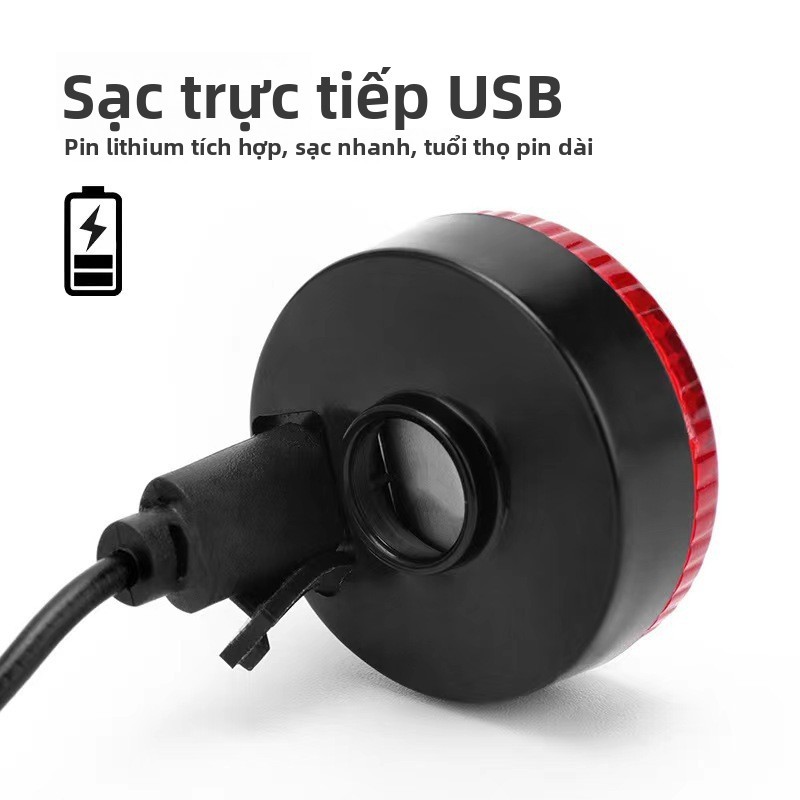 2025 Đèn xe đạp sạc USB mới, 3 chế độ đèn cảnh báo chống nước thiết bị xe đạp ，có thể được cài đặt ở bất kỳ bộ phận nào