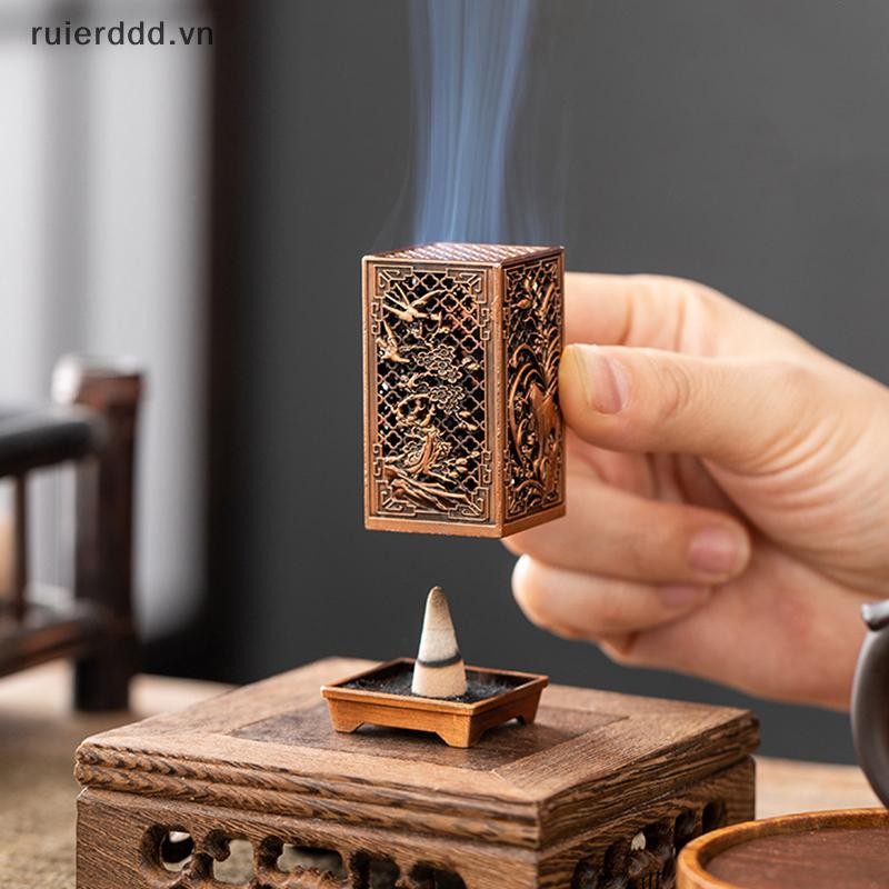 # ruierdd # Đầu đốt hương đứng vuông Giá đỡ hương hợp kim nhỏ Hương liệu trong nhà Trang trí nội thất Đầu đốt hương mận Trung Quốc.
