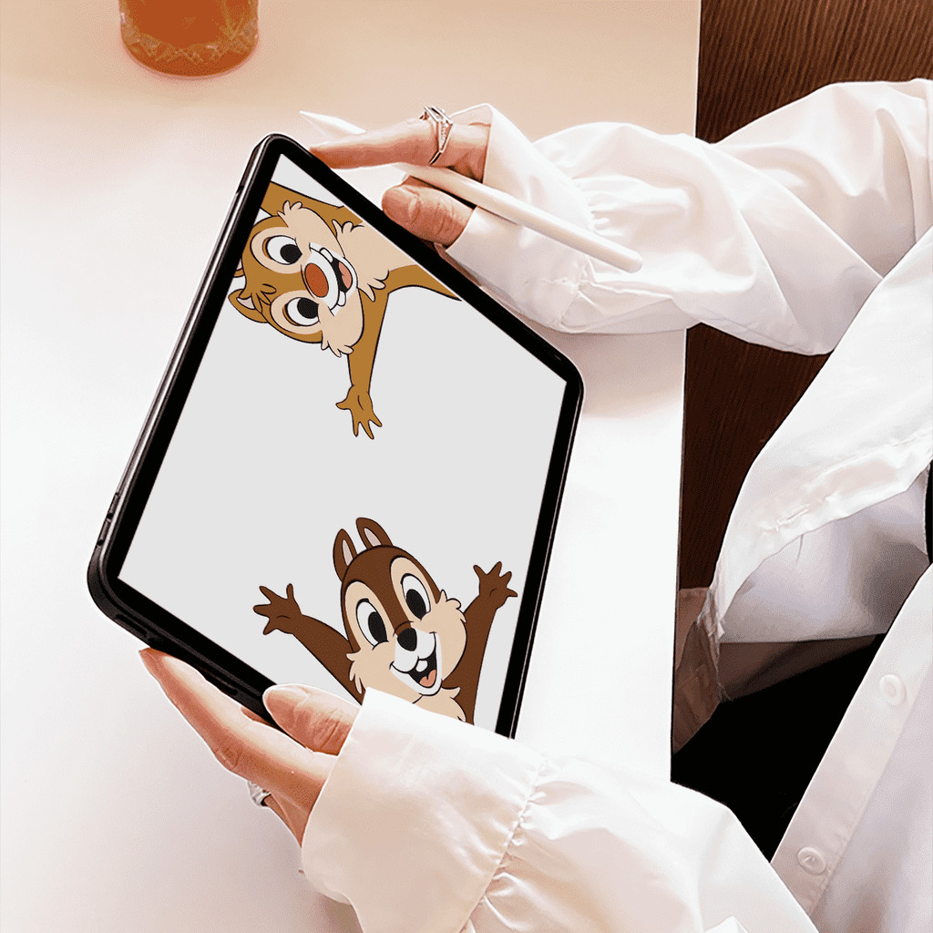 Vỏ Acrylic Cứng Hai Sóc Dễ Thương Cho Mini6 Mini7 A17Pro IPad 5 6 7 8 9 10 11 A16 Air 2 3 4 5 6 Air 11 M2 Pro10.5 10.2 "Pro11 2018 2020 2021 2022 M4 Pro13 2024 2025