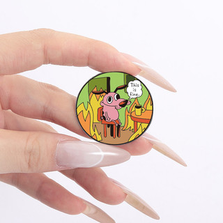 Hoạt Hình COURAGE The Cowardly Dog Men Trâm Pin Kim Loáng Ba Lô Phụ Kiện Quà Tặng Cho Bạn Bè