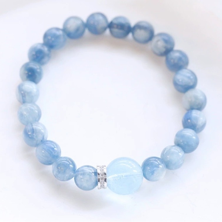 Vòng tay Aquamarine Kyanite màu xanh mới dành cho nữ Vòng tay pha lê tự nhiên