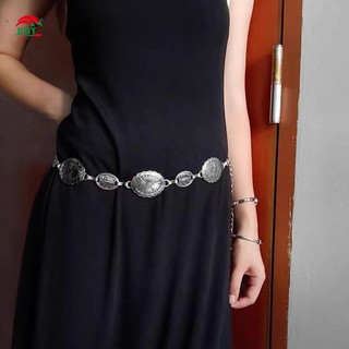 Phong Cách Retro nữ thắt lưng kim loại dây xích điều chỉnh trang trí vòng tròn khắc - phụ kiện cao cấp