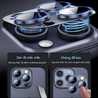 Kính camera iPhone viền nhôm chống chói giữ nét HD cho iPhone 11 12 13 14 15 16 17 Pro Max 17 Air