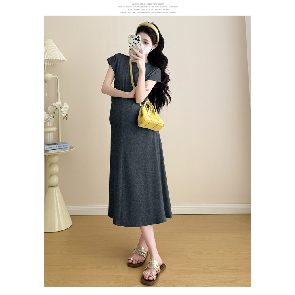 Trang phục bà bầu Váy dệt kim co giãn thời trang mùa hè Plus Size