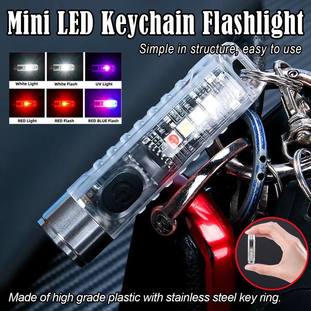 3 MINI Di Động Sạc Đèn Pin LED USB-C LED MINI Móc Khóa Ánh Sáng Với Đuôi Nam Châm Đèn Uv Đa Năng Di Động Đèn Pin Cắm Trại