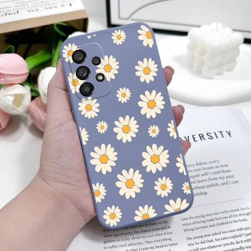 Ốp Điện Thoại Hoa Daisies Cho Samsung A56 A24 A25 A34 A54 A22 A32 A52 A52S A72 A21S A31 Ốp Lưng Silicon Mềm Chống Sốc