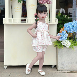 [7-22kg] Set Bộ Hè Cổ Yếm Đũi Mềm, Mát Cho Bé Gái Đi Học Đi Chơi....