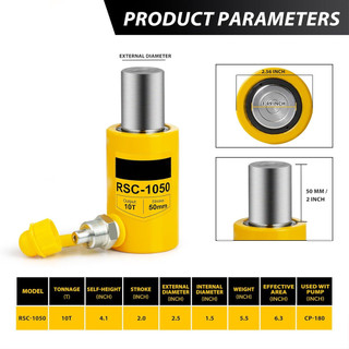 Bộ Kích Thủy Lực 10 Tấn Hành Trình 5cm Dalushan RSC-1050 & Bơm Tay CP-180, Chất Lượng Cao, Giá Tốt, Free Ship