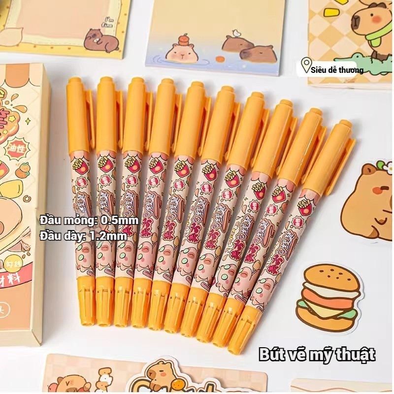 Bút Lông Dầu Marker 2 Đầu Thiết Kế Xinh Xắn  - Không Lem, Bút Vẽ Mỹ Thuật Sáng Tạo Cho Học Sinh