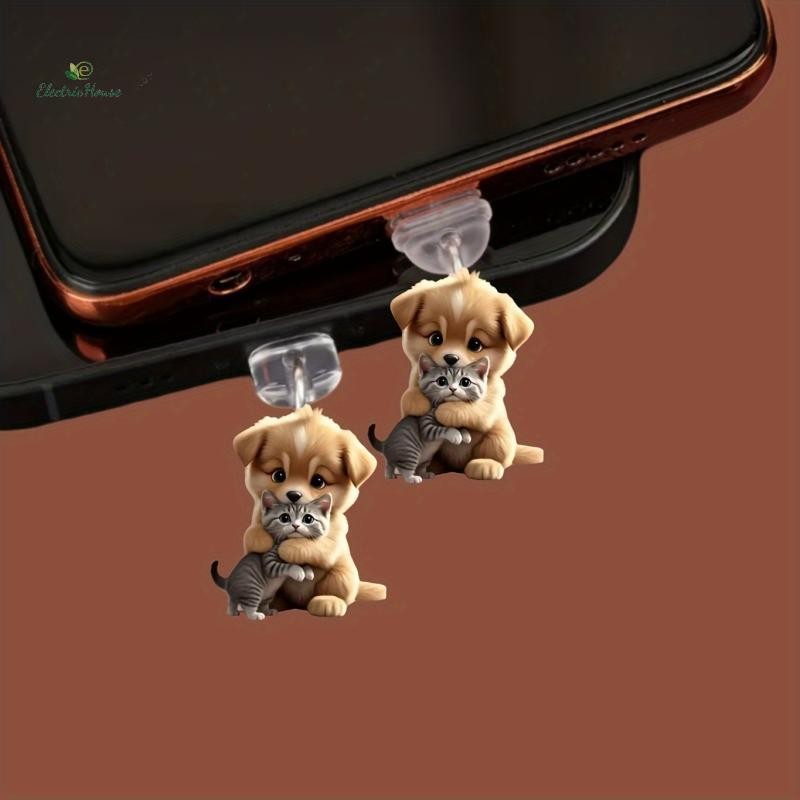 [Nhà Điện] 2D Acrylic Flat Animal Dust Cắm Cho Và Type-C Kết Nối Bụi Cắm Mặt Dây Chuyền Trang Trí mới