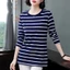 Áo thun sọc dài tay dành cho nữ Xuân Thu 2025, thời trang và giản dị, dáng rộng, dài vừa đến dài dành cho nữ