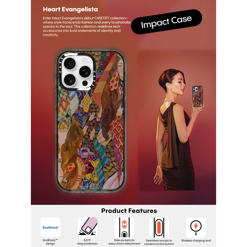 CASECASE X Heart Evangelista Alexandra Ốp Điện Thoại Cạnh Đen Trong Suốt Cứng Hút Từ Tính Tác Động Cho Apple IPhone 12 13 14 15 16 Pro Max Plus Có Hộp