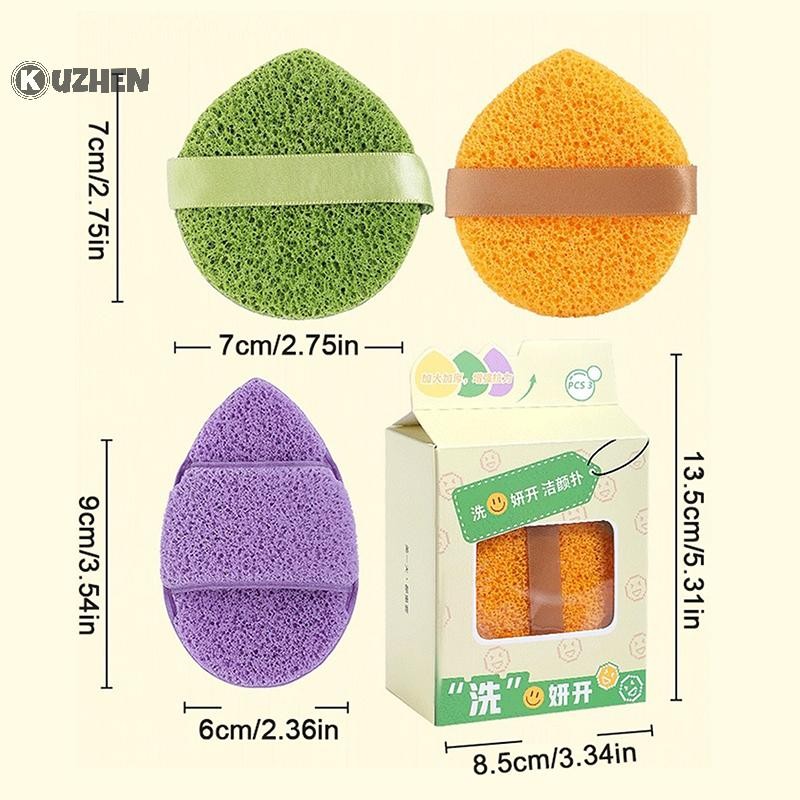 KUZHEN 3 Cái Làm Sạch Mặt Puff Mềm Mại Thân Thiện Với Da Nhanh Tạo Bọt Làm Sạch Sâu Vệ Sinh Mặt Rửa Mặt Miếng Bọt Biển Chăm Sóc Da Mặt Dụng Cụ3P HOT