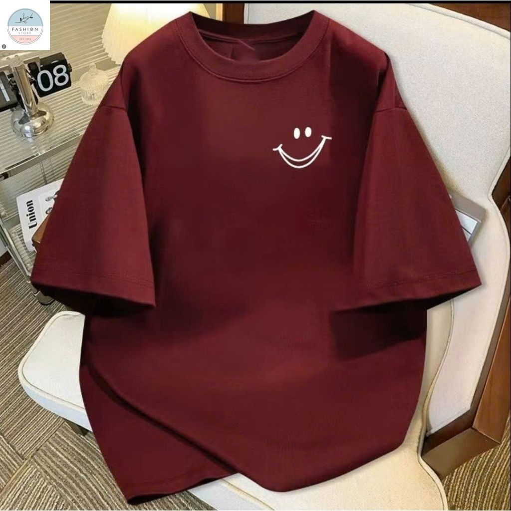 Áo Phông Form rộng tay lỡ  chất cotton su- mặt cười in ngực-QUẦN ÁO 94o