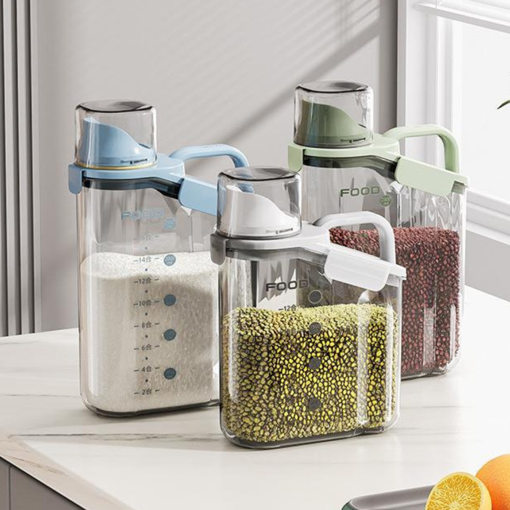 Hộp đựng bảo quản ngũ cốc các loại hạt có nắp kín chống ẩm, Bình đựng ngũ cốc kèm cốc đong tiện lợi DINOHOME