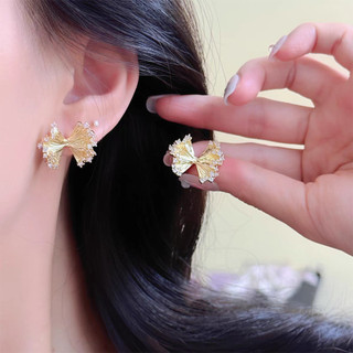 Bông tai nơ xếp li tinh tế nữ Niche nhẹ với thiết kế sang trọng và thời trang