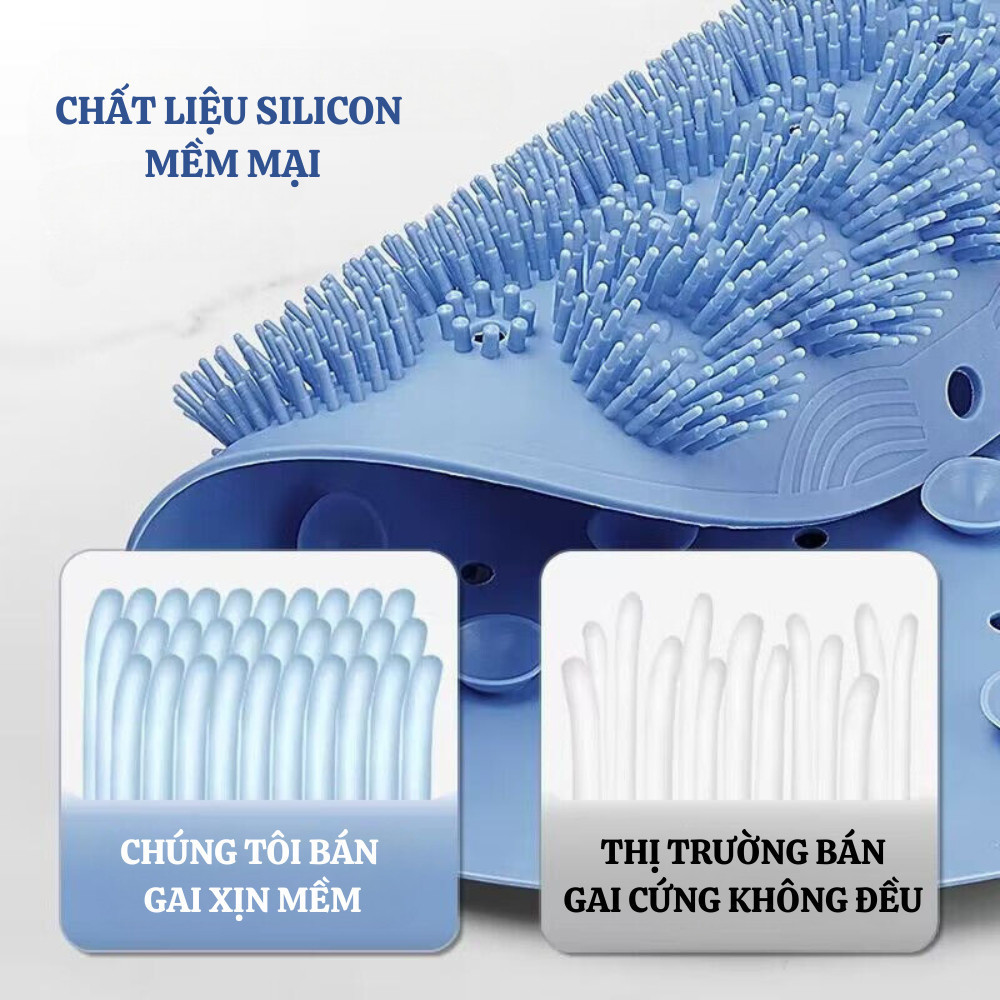Tấm Chà Lưng, Cọ Chân Silicon Tạo Bọt Dán Tường Massage Chất Liệu Mềm Mại, Tiện Lợi Cho Phòng Tắm