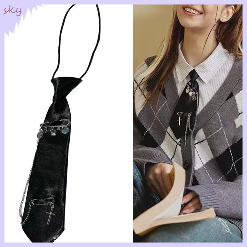 Bầu Trời Đồng Nhất Dây Buộc Preppy Học Sinh Đồng Phục Phụ Kiện Nam Nữ