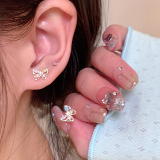 Siêu Cổ Tích Bướm Kim Cương Giả Bông Tai Phong Cách Mới Hợp Thời Trang Ánh Sáng Sang Trọng Niche Thiết Kế