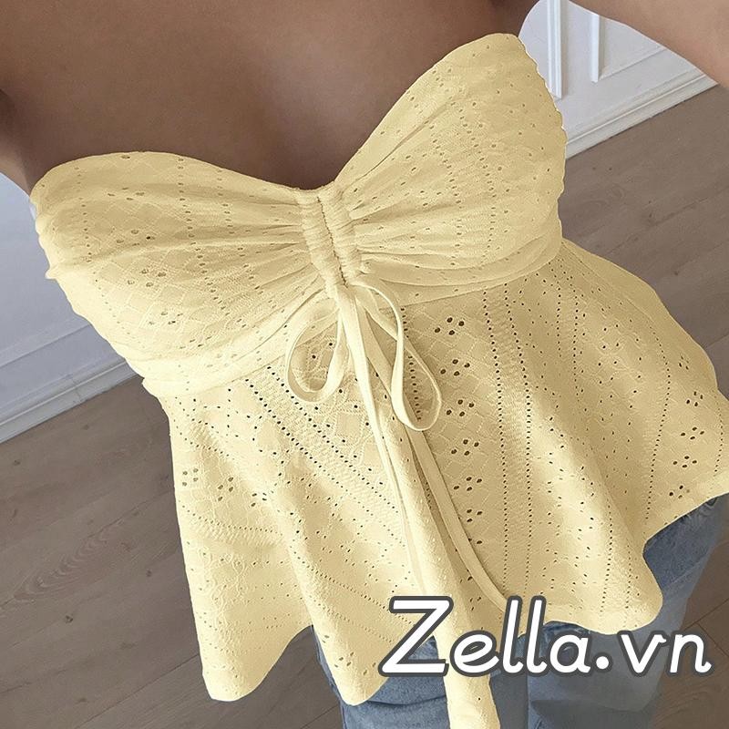 Áo ống mỏng có dây buộc màu trơn Dây buộc phía trước có dây buộc cắt Bandeau