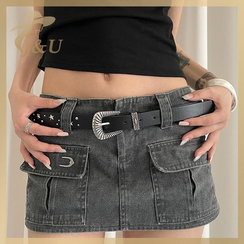 JU Thắt Lưng Nữ Thời Trang Đinh Tán Thắt Lưng Khóa Kim Cá Tính Xu Hướng Đường Phố Punk HipHop Phong Cách Y2K Thắt Lưng Quần Jean VN