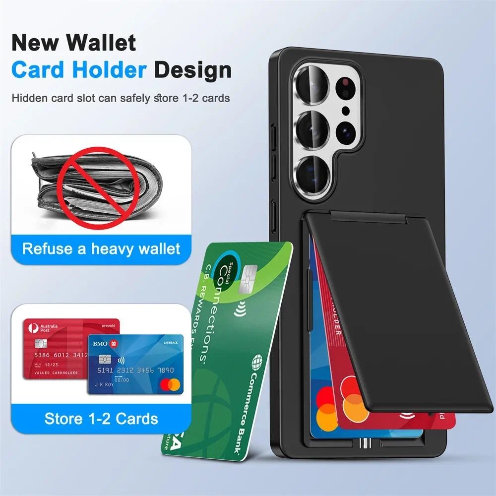 Ví có giá đỡ thẻ Vỏ điện thoại cho Samsung S25 Edge S25Ultra S24 Ultra S23 Plus Vỏ bảo vệ chống sốc